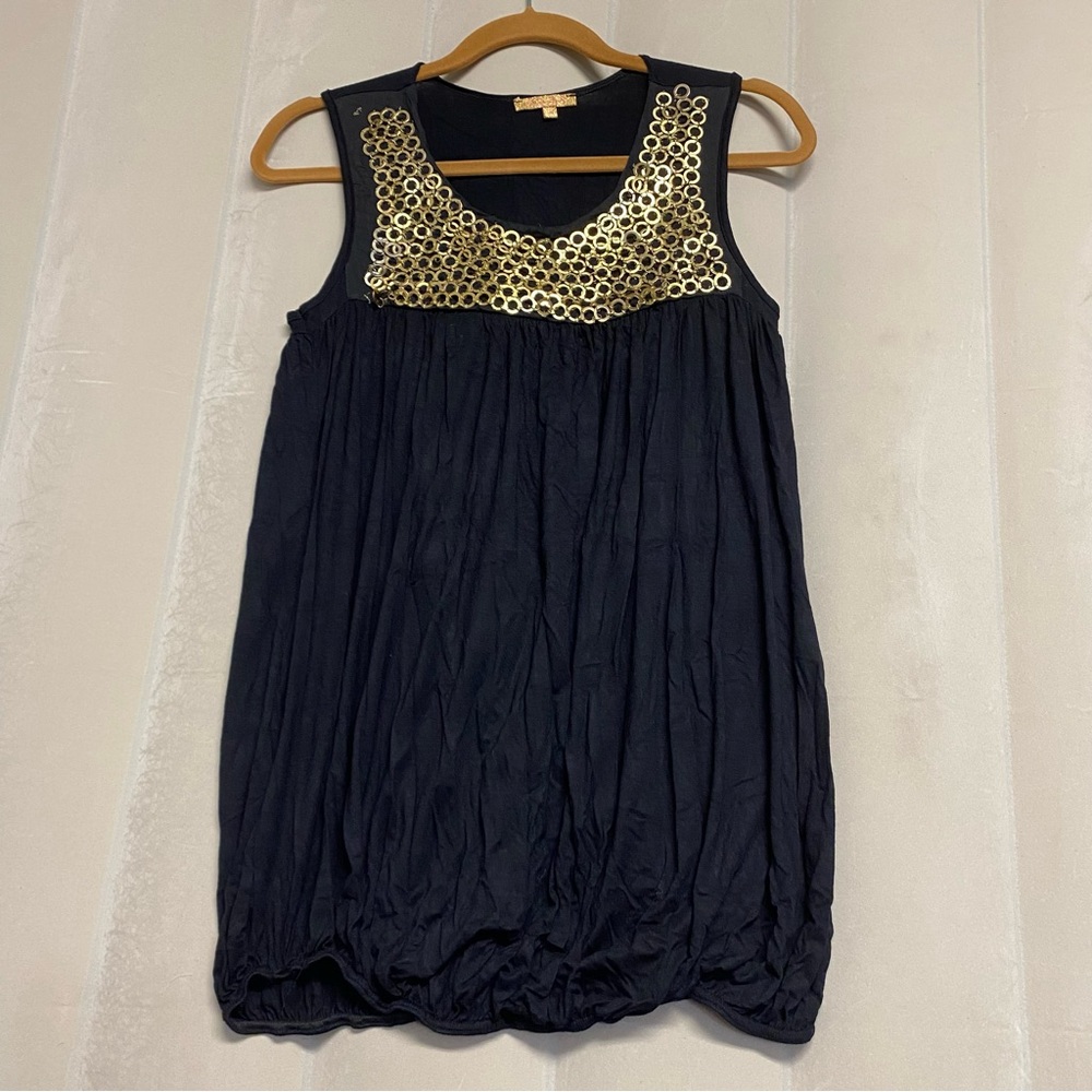 Eden Paris Women’s Carnavalet Top Size 2 Gold Tone Chain Link Bubble Hem Y2K